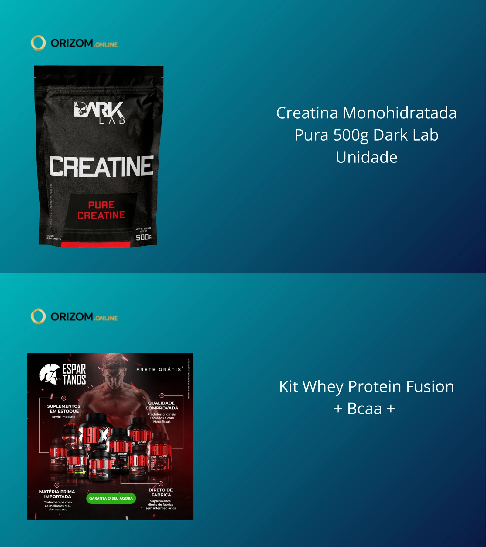 Creatina, whey protein e suplementos